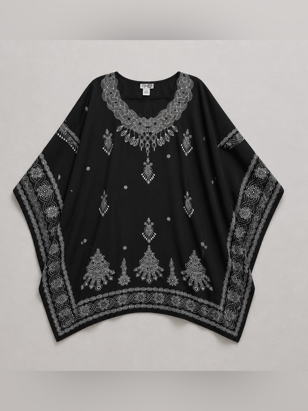 Step in Style Embroidered Black Poncho Top